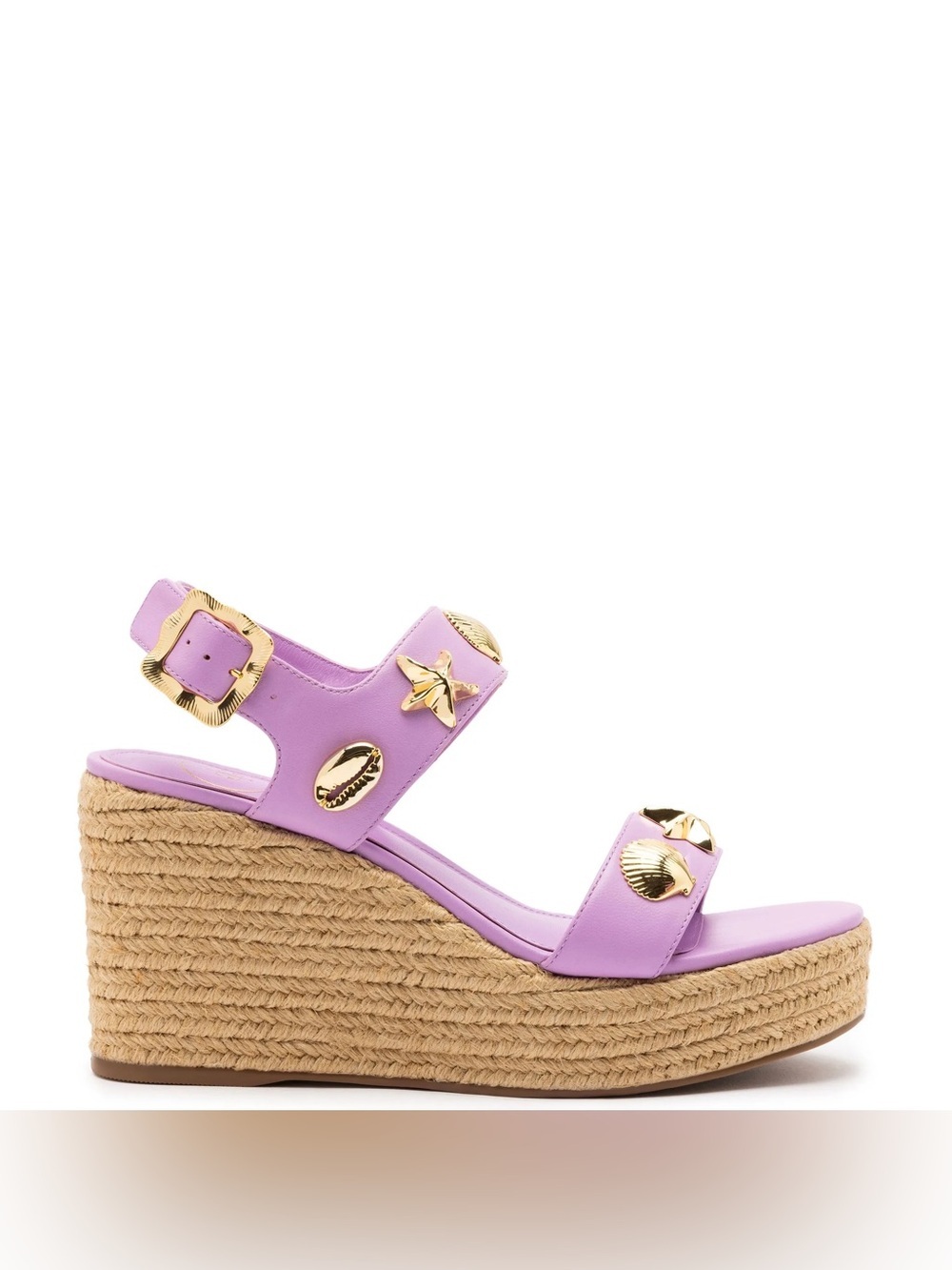 Larroude Madison Espadrille Wedge in Lilac Leather 9